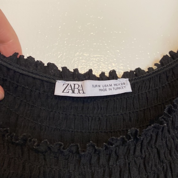 black off the shoulder smocked blouse - Picture 2 of 2